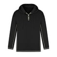thumbnail image 4 of Jalioing Men's Vintage Hooded Pullover Top Gym Long Sleeve Hoodies Tops Quarter Button V-Neck Slim Shirt (Large, Black), 4 of 6