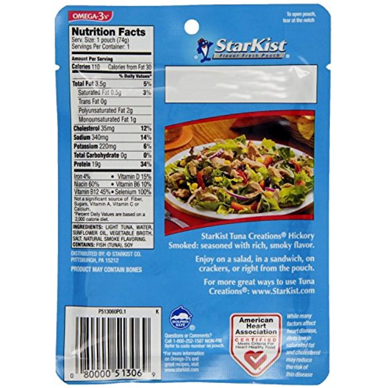 Starkist Tuna Creations, Hickory Smoked, Single Serve 2.6-Ounce Pouch (Pack Of 5)