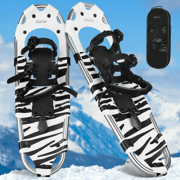 Snowshoes and 25" Snowboards Adjustable Bindings Hiking Trekking Poles Lightweight Zebra pattern Backpacking Aluminum with Carrying Tote Bag for adult