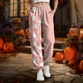 thumbnail image 5 of YDFCWXW Womens Halloween Pajamas Pants Ladies Pumpkins Ghost Pajama Cute Soft Long Bottoms Women Sweatpants Pink, M, 5 of 7