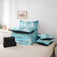thumbnail image 6 of Manfei Oil Painting Ombre Bedding Comforter Set 7 Pieces, Aesthetic Cyan Blue Full Bedding Set, Watercolor Art Fitted Sheet Flat Sheet, Microfiber Bedroom Decor, 6 of 8