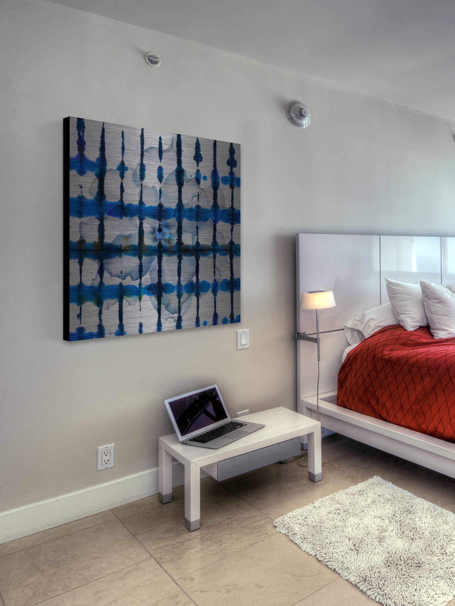 Parvez Michel Inc Parvez Taj 'White Flower Squared' Painting Print on Brushed Aluminum