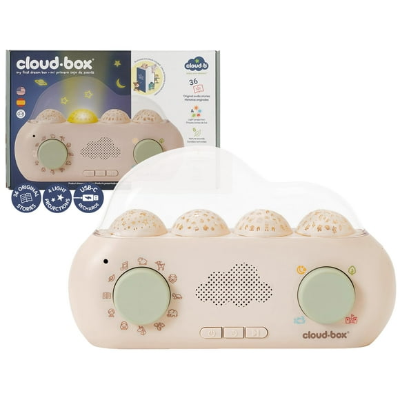Cloud b CloudBox - My First Dreambox (English/Spanish) | Projector Nightlight & Storyteller | 36 Original Stories, 8 Melodies & 8 White Noises | Rechargeable with Adjust