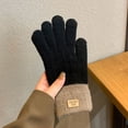 thumbnail image 3 of Guantes de punto con pantalla táctil para mujer, guantes de terciopelo antideslizantes cálidos de otoño e invierno, guantes de lana gruesos de estilo coreano para hombres y mujeres, 3 of 5