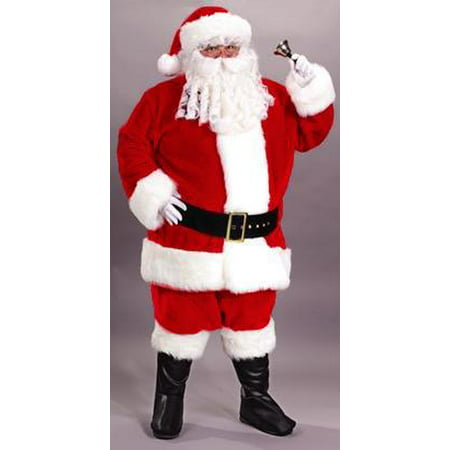 8-Piece Regency Red and White Santa Claus Plush Christmas Suit Costume- Adult Plus