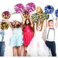 thumbnail image 4 of EONQY 8 Pcs Cheerleading Pom Poms Cheerleader Squad Spirited Fun Pompoms 10 Inch Metallic Foil Cheer Pom Poms with Handle Flowers for Sport Team Dance Party, 4 of 5