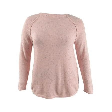 Karen Scott Women's Petite Long-Sleeve Curved Hem Sweater (PL, Tea Rose Neps)