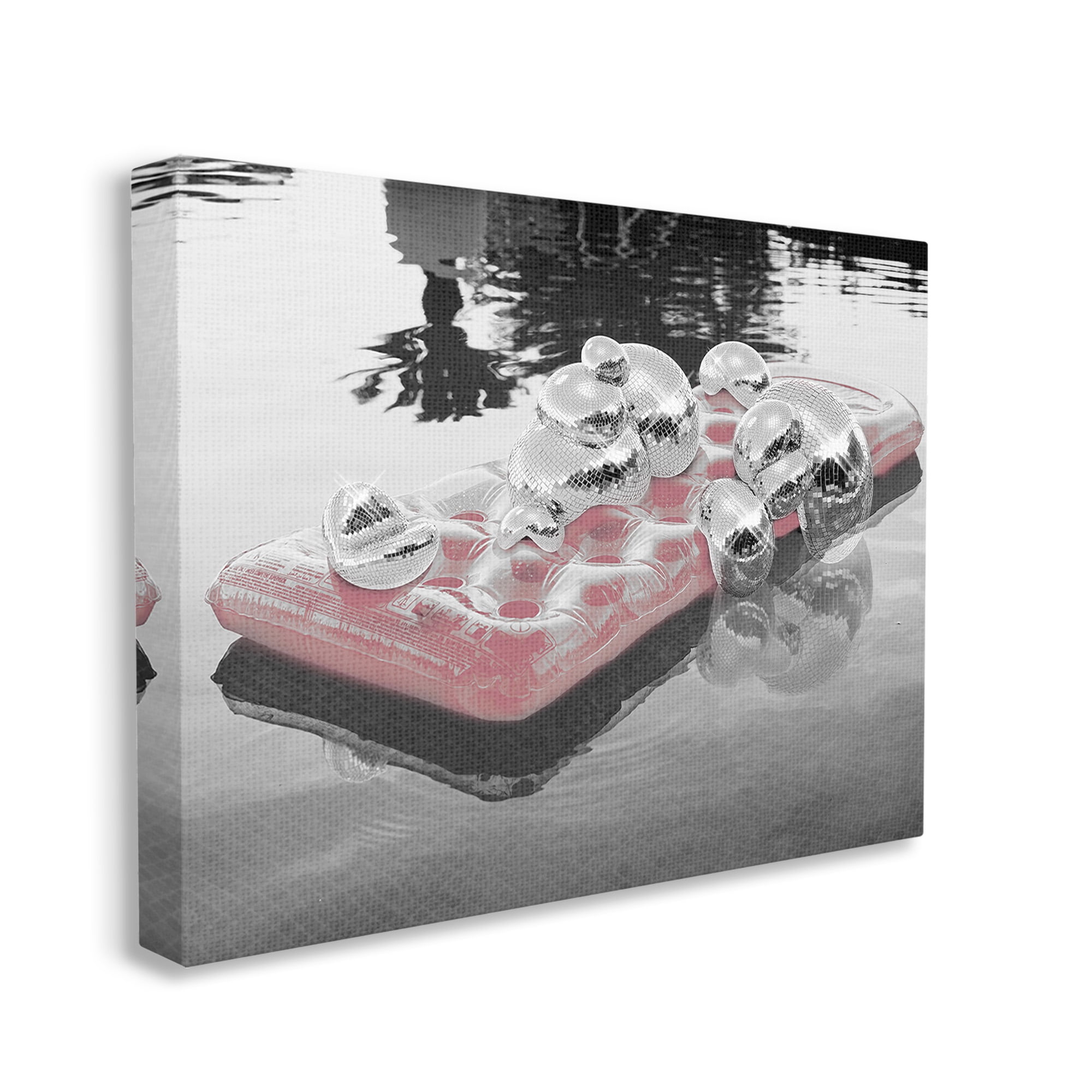 Stupell Industries Disco Balls Pool Float Abstract Painting Gallery Wrapped Canvas Art Print Wall Art, 48 x 36