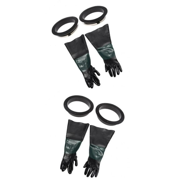 S SERENABLE 2 Pair Industrial Tools Rubber Sandblasting Gloves Security/ Personal Equipment for Sandblast Cabinets