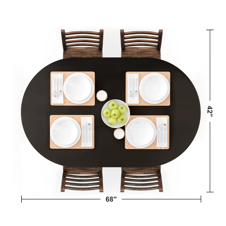 Umineux Oval Fitted Vinyl Tablecloth with Elastic Edge, Black photo 5