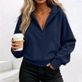 thumbnail image 2 of Hoodie for Women Half Zip Hoodie Drawstring Sweatshirt with Kangaroo Pocket Solid Color Ribbed Cuffs Cropped Long Sleeve Warm Winter Pullover Top, 2 of 7