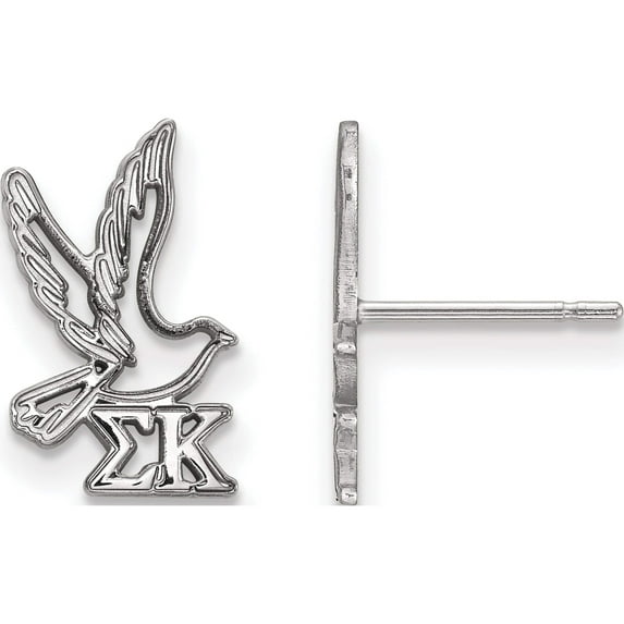 Sterling Silver Rh-Plated Logoart Sigma Kappa Xs Post Earrings (12 X 8) Made In United States ss038skp