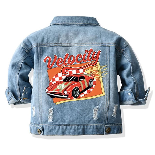 Chaqueta vaquera Cromoncent para niños pequeños, abotonada, azul 2-3T