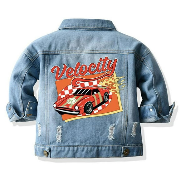 Chaqueta vaquera Cromoncent para niños pequeños, abotonada, azul 2-3T