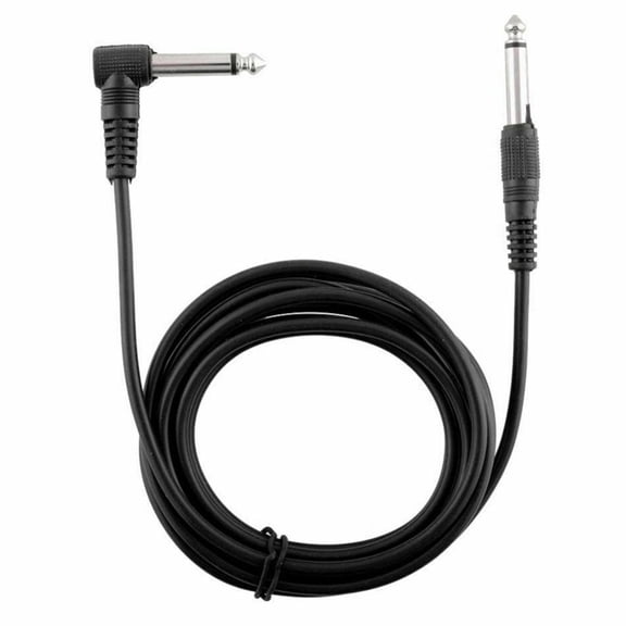 10ft Electric Guitar Cable Right Angle 6.35mm to 6.35mm, Low Capacitance Audio Cable for Electric Guitar & Amplifier (Black, 1 PC)