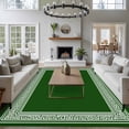 thumbnail image 4 of Green Greek Key Large Area Rugs for Bedroom Living Room, Soft Non Slip Carpet Bedside Rug, Geometric Greece Ancient Farmhouse Geo Rectangular Floor Cover Kitchen Accent Rug 5'x7' for Office, 4 of 9