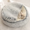 thumbnail image 4 of Cat Bed Round Plush Fluffy Hooded Cat Bed Cave, Cozy for Indoor Cats or Small Dog beds, Doughnut Calm Anti-nxiety Dog Bed (Coffee,M), 4 of 7