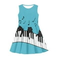 thumbnail image 2 of Renewold Piano Notes Tank Dress Kids Casual Cats Midi Dress, Blue Knee Length A-Line Skater Dress for Teens Gilrs Spring Summer Swing Twirl Sundress Size 3-4, 2 of 5
