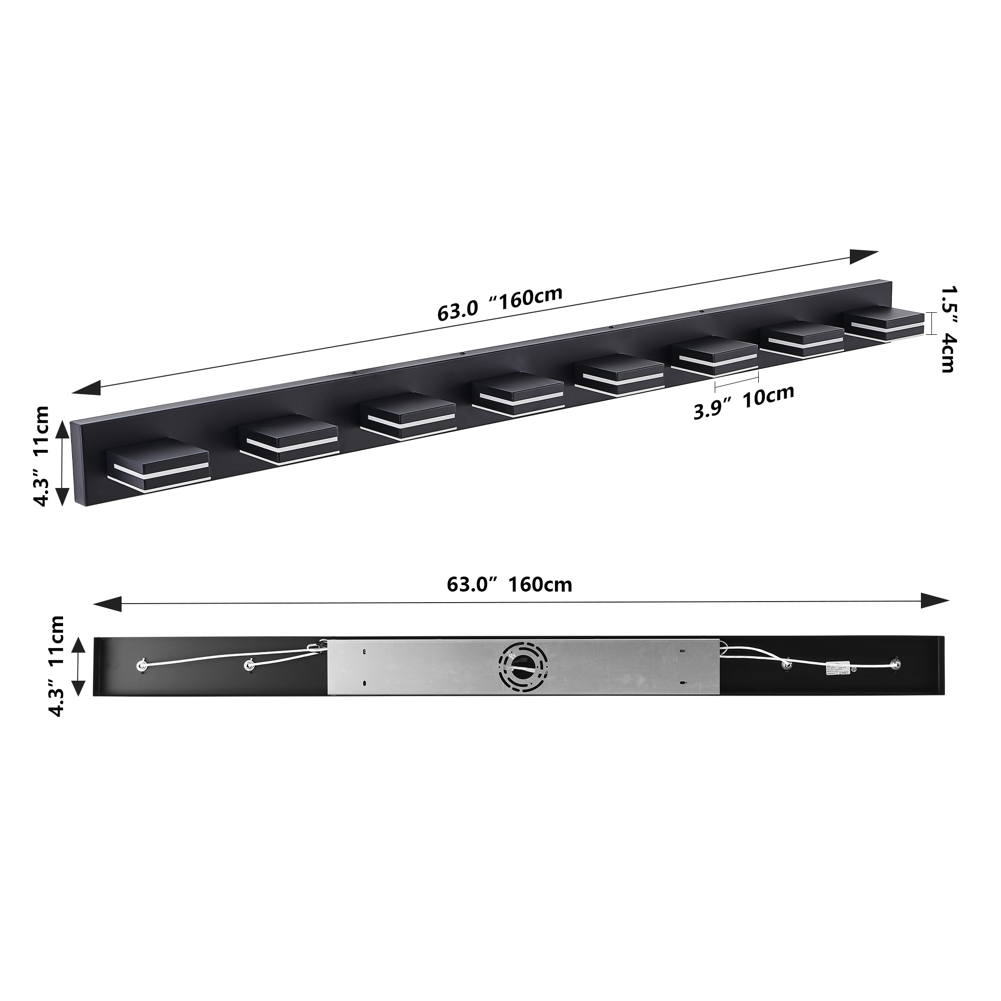Leumius Modern 8-Light LED Vanity Light, Sleek Minimalist Design, Energy-Efficient, Easy to Install Wall Sconce for Mirror, Bathroom, Bedroom and Hallway Black