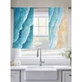 thumbnail image 4 of Aqua Coastal Sheer Curtains 45 Inch Length 2 Panels Set, Nautical Summer Beach Ocean Beige Voile Window Treatment Rod Pocket Small Kitchen Curtains Drapes for Bedroom 52"x45"x2, 4 of 7