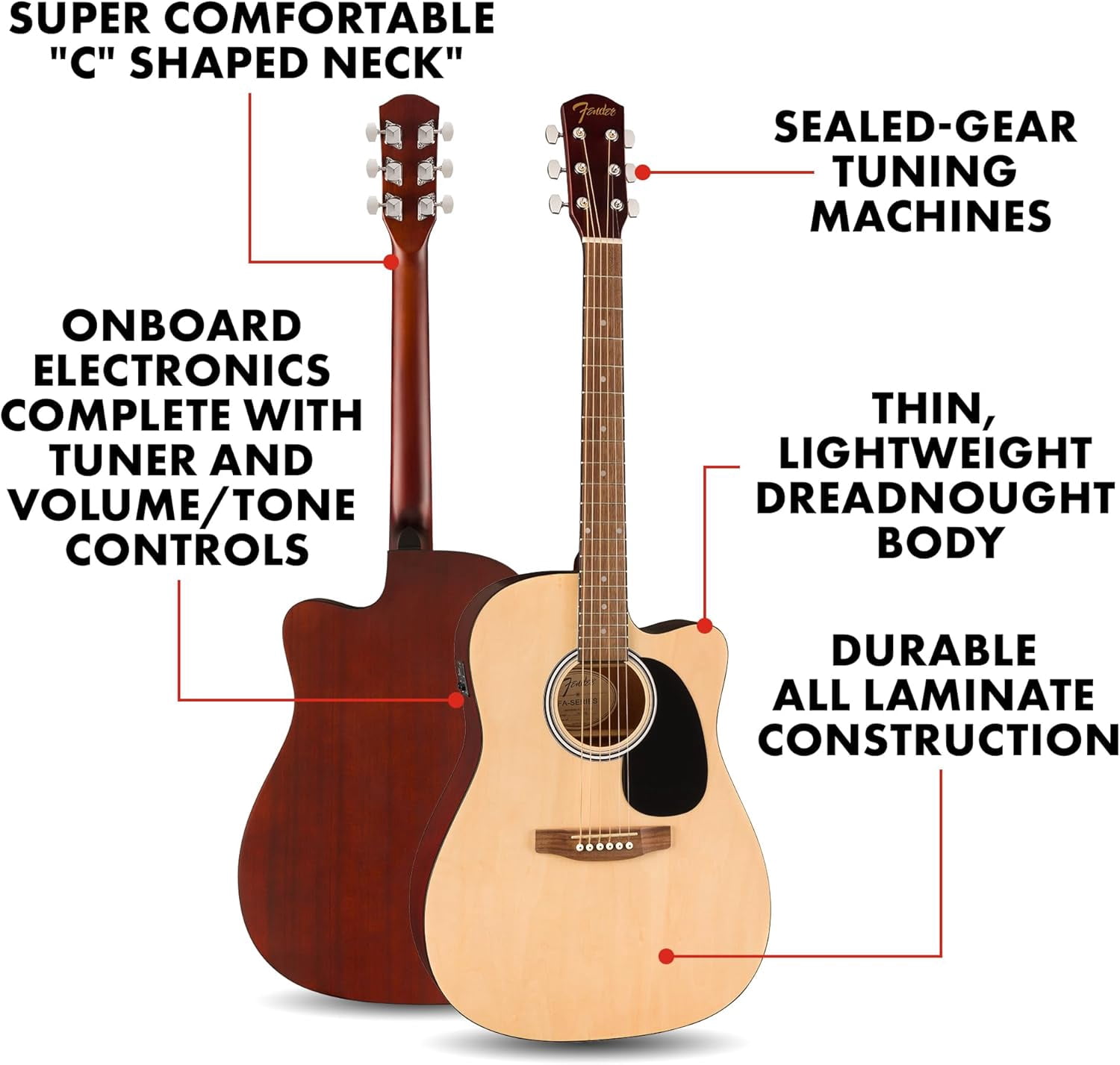 Pre-Owned Fender FA Series Dreadnought Acoustic-Electric Guitar - Natural