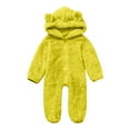 thumbnail image 3 of Odeerbi Infant Romper Baby Boys Girls Clothes Newborn Winter Fleece Jumpsuit Solid Hooded Romper Warm Coat Outwear Yellow, 3 of 9