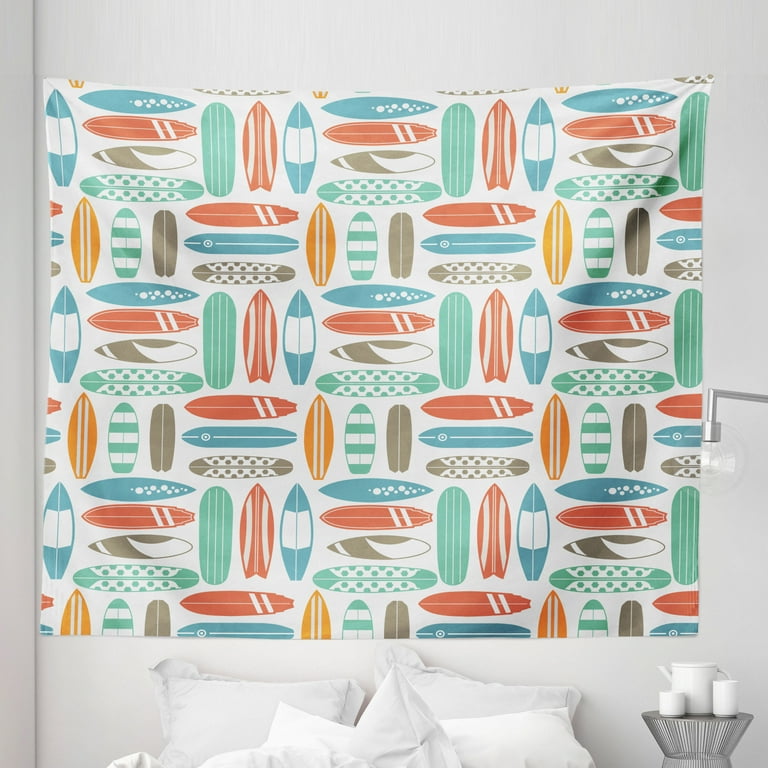 Surfboard Tapestry Colorful Surfing Sea Pattern Summer Travel Illustration in Retro Colors Fabric Wall Hanging Decor for Bedroom Living Room Dorm 5 Sizes Multicolor by Ambesonne Walmart