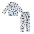 thumbnail image 4 of Yuyamidu Xmas Dinosaur Button Pajama Set of 2 Kids Long Sleeve Night Shirt & Long Pants Christmas Loungewear Pj 11-12 Boys Girls Sleepwear for Spring Fall Winter, Blue, 4 of 7