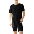 thumbnail image 2 of Xysaqa Men's Soft Pajama Set Trendy Lightweight Comfy Ice Silk Textured Loose Fits Short Sleeve Shirt + Shorts Set Summer Clothes for Men 2X 3X 4X, 2 of 6