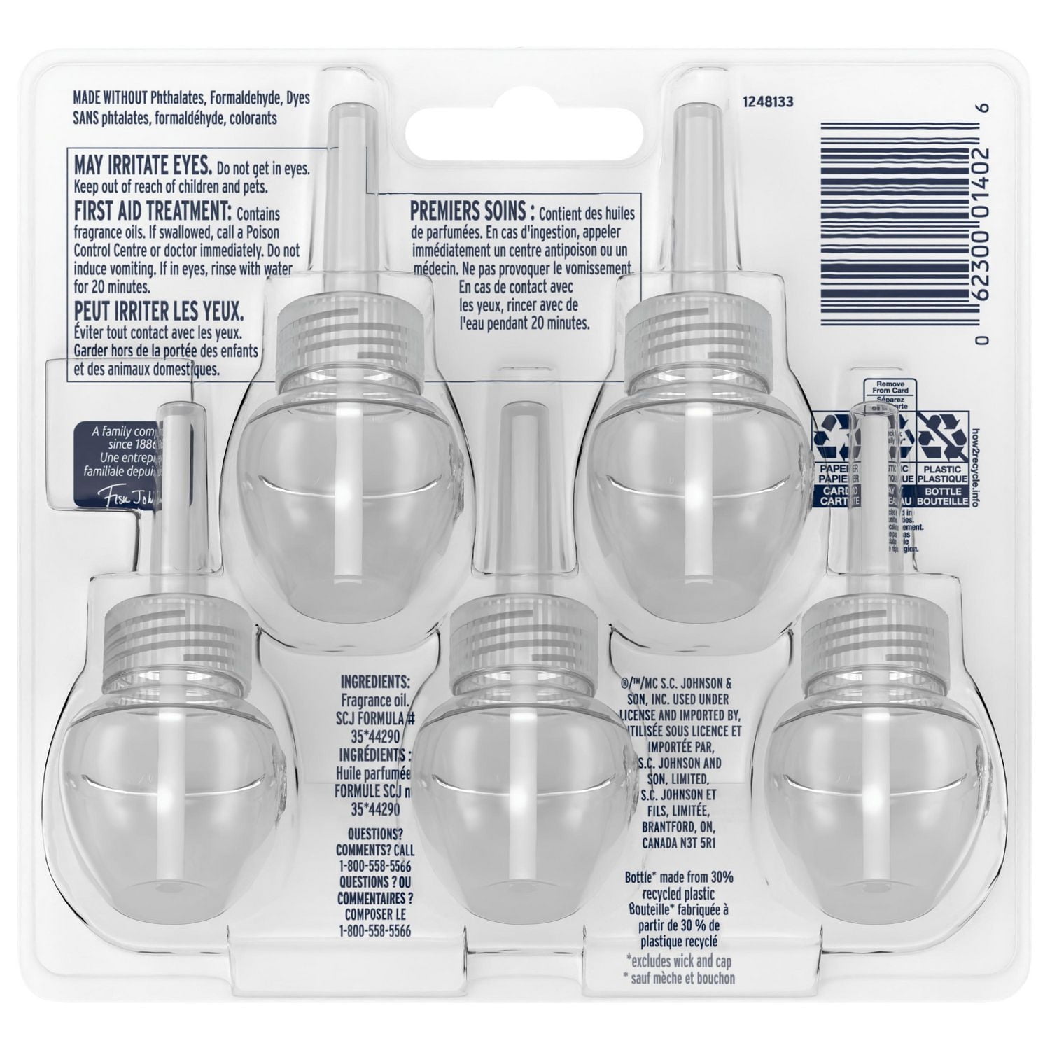 Glade® Plugins Scented Oil Refill, Pine & Shine™, Stocking Stuffer, 5 Refills