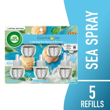 Air Wick Plug-In Scented Oil Air Freshener Warmer Refills, Calming Sea Spray and Breeze, 5 Count