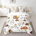 thumbnail image 2 of jejeloiu Kawaii Snail Turtle 7 Pieces Bedding Comforter Set,Rustic Mushroom Fuflower Full Bedding Set,White Brown Fitted Sheet Flat Sheet For Girls Kids,Super Cozy Room Decor Reversible, 2 of 8