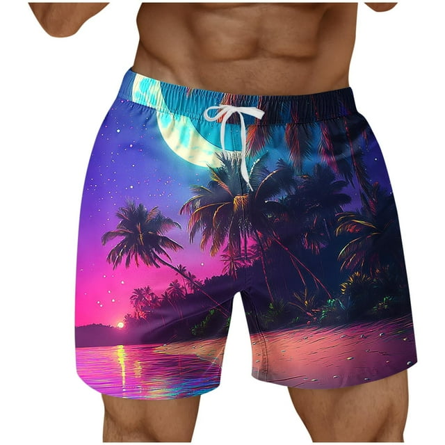 Pantalones Cortos para Hombre de Cintura Elástica con Bolsillos Pantalones de Playa de Impresión Casual, Poliéster Ligero de Moda para la Primavera Verano Al Aire Libre Y el Uso Diario