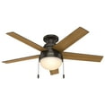 thumbnail image 3 of Hunter 46 inch Indoor Ceiling Fan with LED Light - Bronze Ceiling Fan with Pull Chain, For Bedroom, Living Room, or Kitchen, Low Profile Mount, No Remote, 5 Blades - Anslee 59268, Premier Bronze, 3 of 15