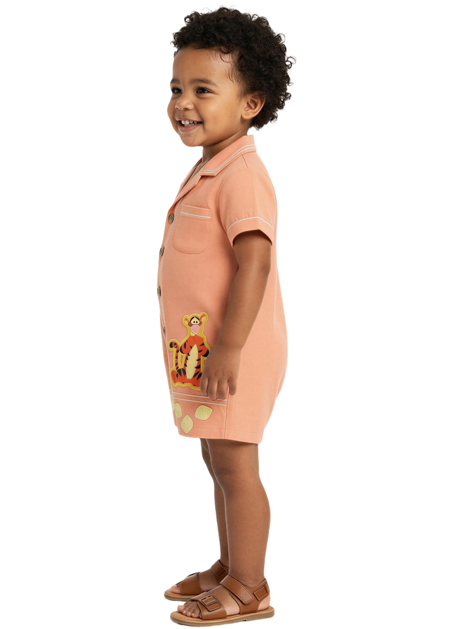 Winnie The Pooh Baby Boy Linen Romper, Sizes 0/3 Months-24 Months
