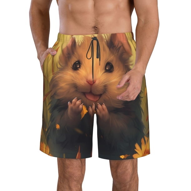 Fotbe Cute Sunflower Guinea Pig Trajes de Baño Estampados para Hombre, Shorts de Verano de Secado Rápido, Ropa de Playa, Bañadores-3X-Large