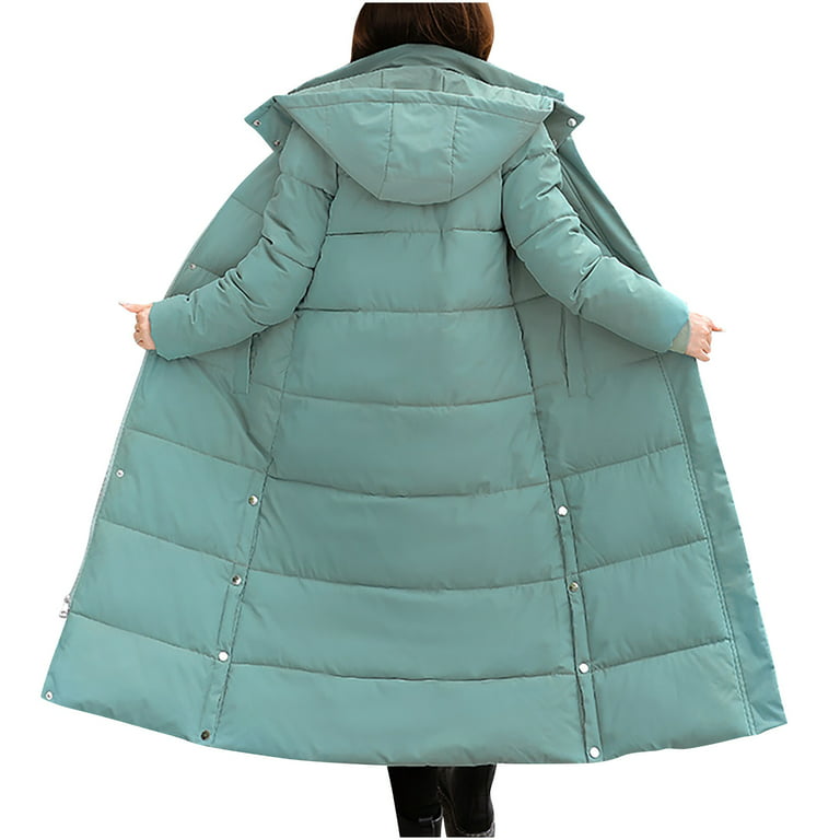 Tarmeek Womens Tops,Puffer Jacket for Women,Winter Fashion Woman Solid  Color Lengthened and Thickened Medium Length Down Cotton Jacket,Winter  Coats