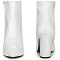 thumbnail image 2 of Unique Bargains Women's Pointed Toe Side Zip Chunky Heels Ankle Boots White 8, 2 of 5