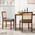 thumbnail image 4 of Gymax Rattan Dining Chair Set of 2 w/ Rubber Wood Frame Linen Fabric Padded Seat, 4 of 9