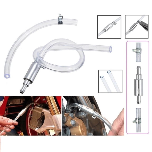 One Way Valve Brake Bleeder Kit, 19.6" Brake Clutch Bleeder Hose for Car and Motorcycle, Hydraulic Fluid Bleeding Tool with Adapters
