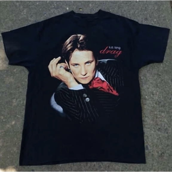 Vtg K.D. Lang Music Lover Cotton Black T Shirt All Size Men Women