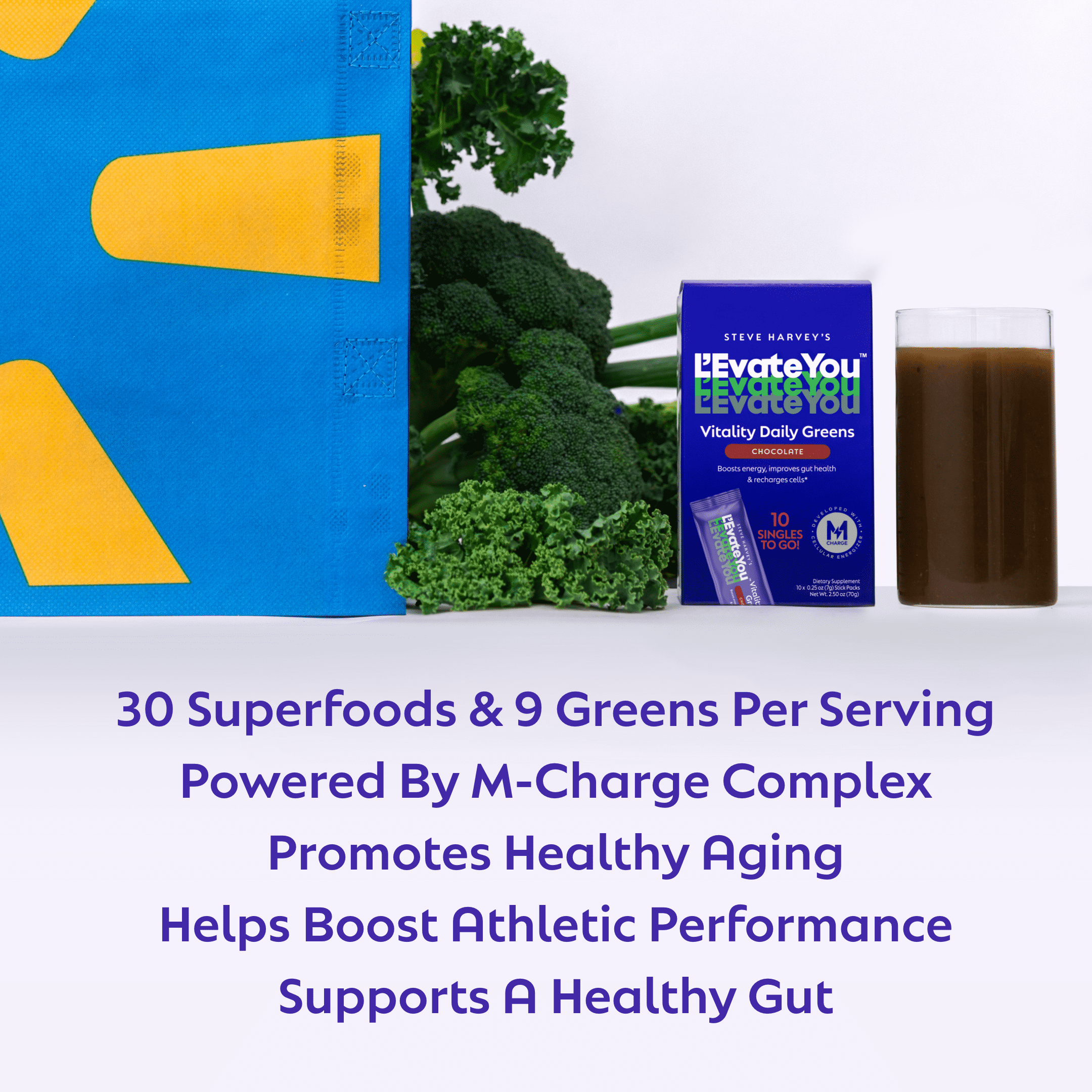 (2 pack) L'Evate You Vitality Daily Greens - Dietary Supplement - Chocolate - 10 Count