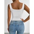 thumbnail image 2 of Women'S Summer Sleeveless Square Neck Tank Top Ruched Slim Fit Basic Vest Tops White L, 2 of 9