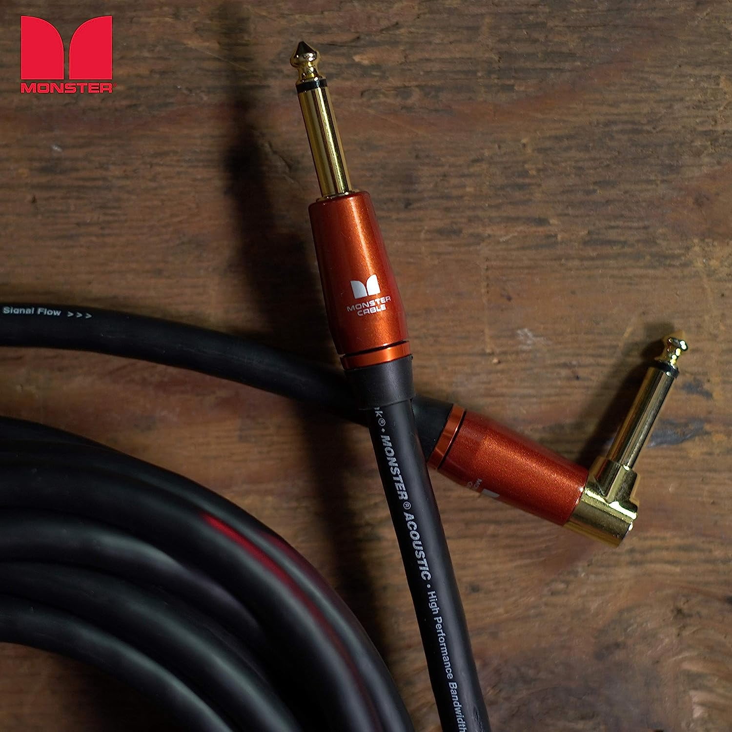 Monster Prolink Acoustic Instrument Cable, 21ft - Right Angle to Straight Connector