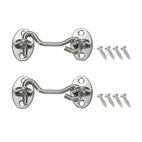 Uxcell 2-Pack Hook and Eye Latch for Door 3 Inch Stainless Steel Gate Latch Barn Door Lock Silver Hook and Eye Gate Latch