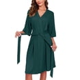 thumbnail image 2 of Ekouaer Short Robes for Women Lightweight Kimono Robes Knit Bathrobe Soft Sleepwear with Pockets, 2 of 3