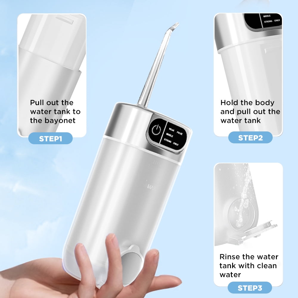 Portable Water Flosser for Teeth, Mini Travel Small Water Flosser, Cordless Oral Irrigator Dental Flossing for Teeth Cleaning, Telescopic Water Tank, Water Dental Flosser Kids Adults Braces