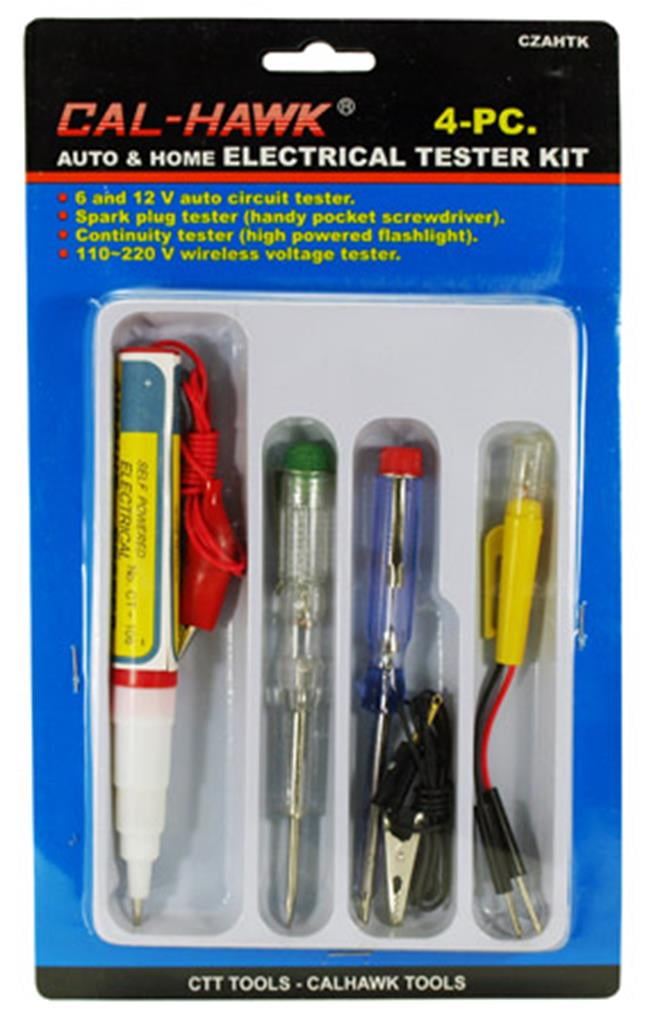 4 Testers Test Auto & Home Needs Cal-Hawk 4-PC Auto & Home Electrical Tester 