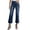 Dark Blue, variant on Womens Cropped Flare Jeans Dual Square Patch Front Pockets Button Zipper Fly High Waist Washed Denim Casual Ankle Length Bottoms