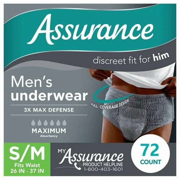 Men's Incontinence Underwear, S/M , Maximum Absorbency (72 Count)